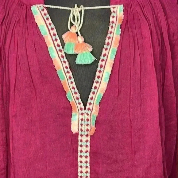 Free People One Boho Flowy Embroidered Cropped Blouse Size XS - Picture 5 of 8